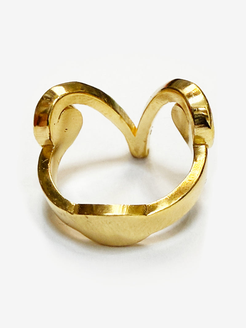 22K Gold “V” Initial Ring with Natural Diamonds