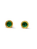 Handcrafted Colombian Emerald Studs in Textured 22K Gold – 4.45 Carats