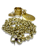 18K Yellow Gold Infinity Link Chain Necklace with Diamonds and Customizable Gemstone Clasp