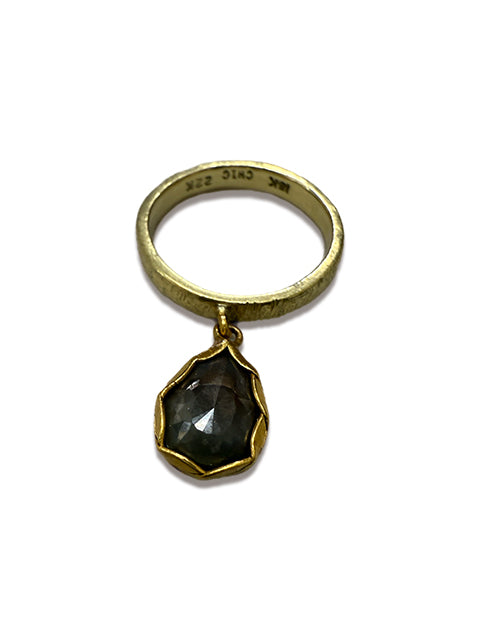 Rose-Cut Green-Gray Diamond Ring in 24K & 18K Gold – 1.59 Carats of Raw Elegance