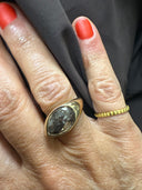 Angled Natural Brown Rose Cut Diamond Ring in 14k Gold | 2.75 Carat Pear Diamond
