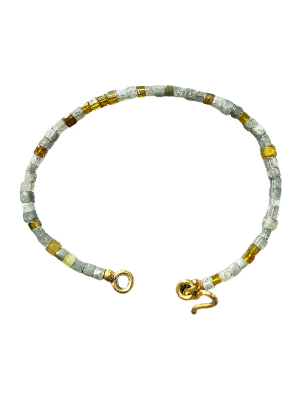 14.01 Carat Cube Chicashie Diamond Bangle Bracelet in 22K Gold
