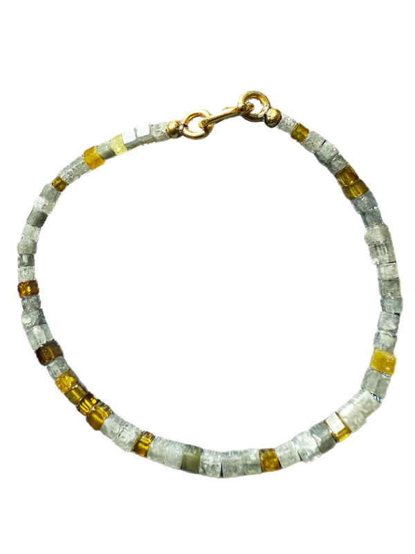 14.01 Carat Cube Chicashie Diamond Bangle Bracelet in 22K Gold