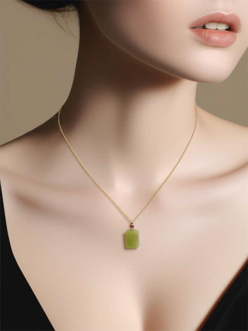 Mustard-Hued Natural Diamond & Ruby Talisman Necklace – 14k Gold