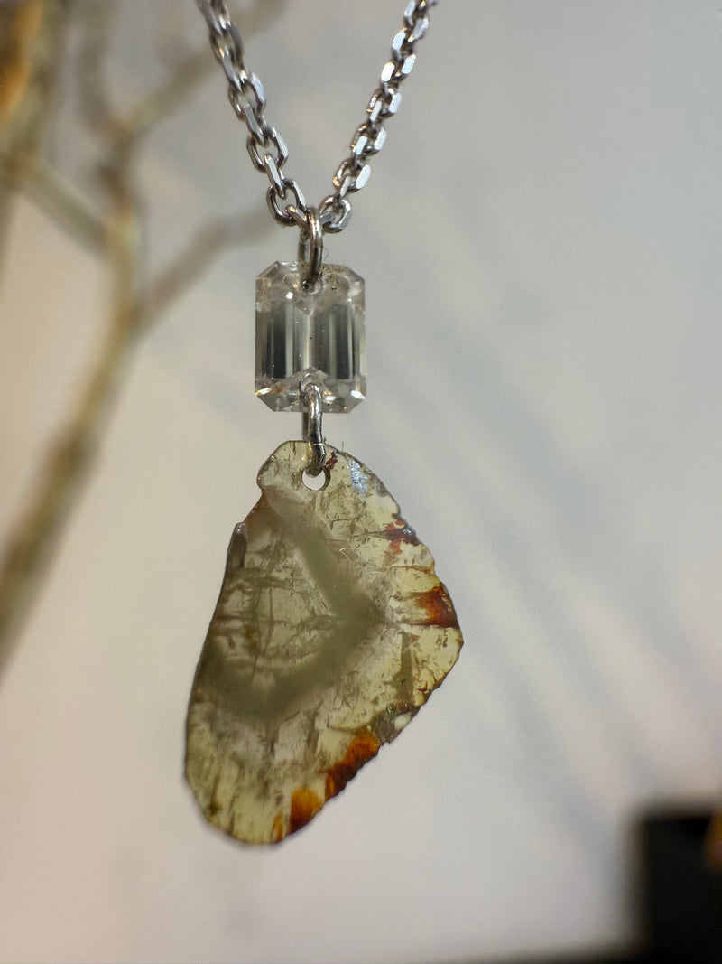 Natural Diamond Talisman Necklace in White Gold