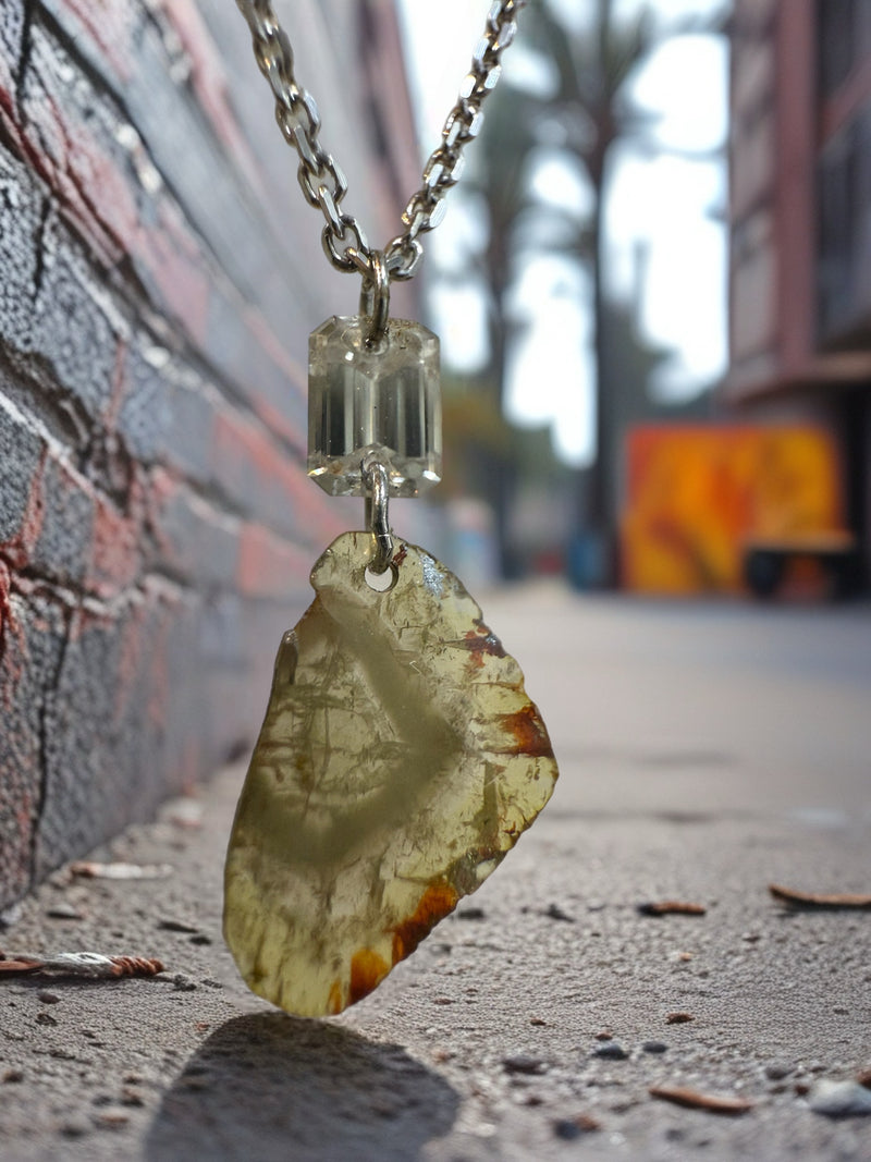 Natural Diamond Talisman Necklace in White Gold