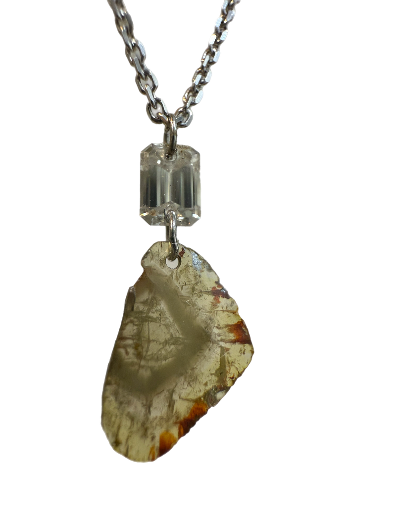 Natural Diamond Talisman Necklace in White Gold
