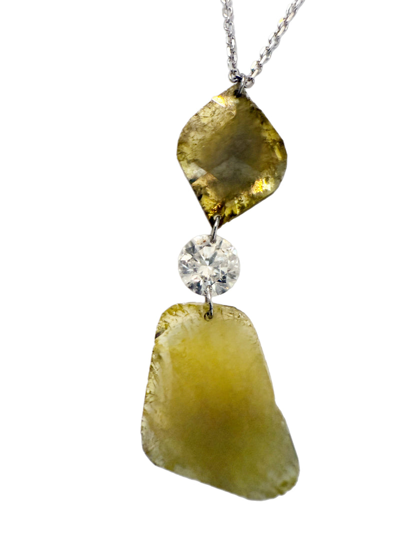 Sliced Diamond Trio Pendant in 14k White Gold