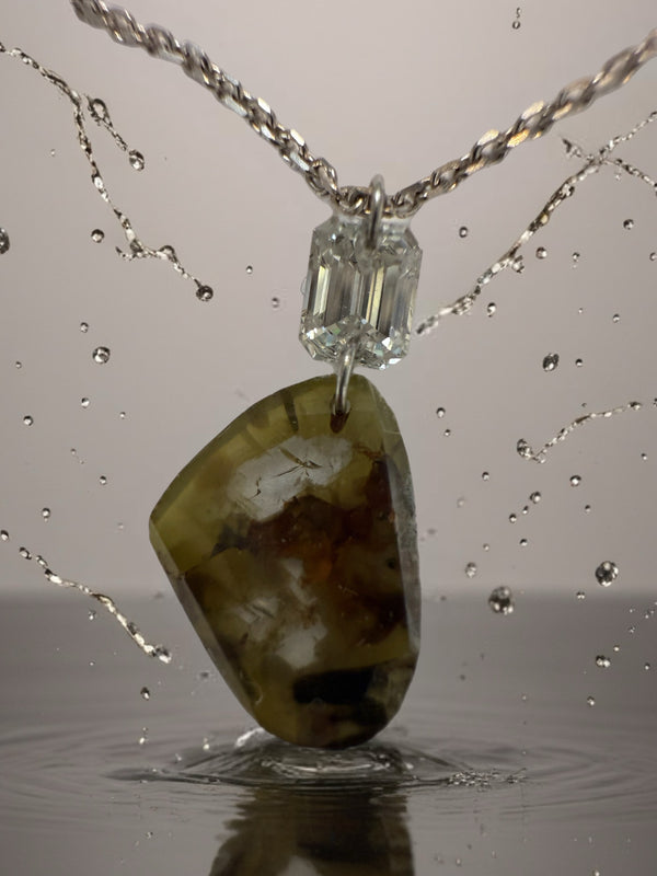 Talisman of Earth and Light One-of-a-kind Earthy Slice Diamond Pendant