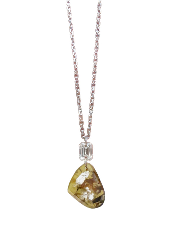 Talisman of Earth and Light One-of-a-kind Earthy Slice Diamond Pendant
