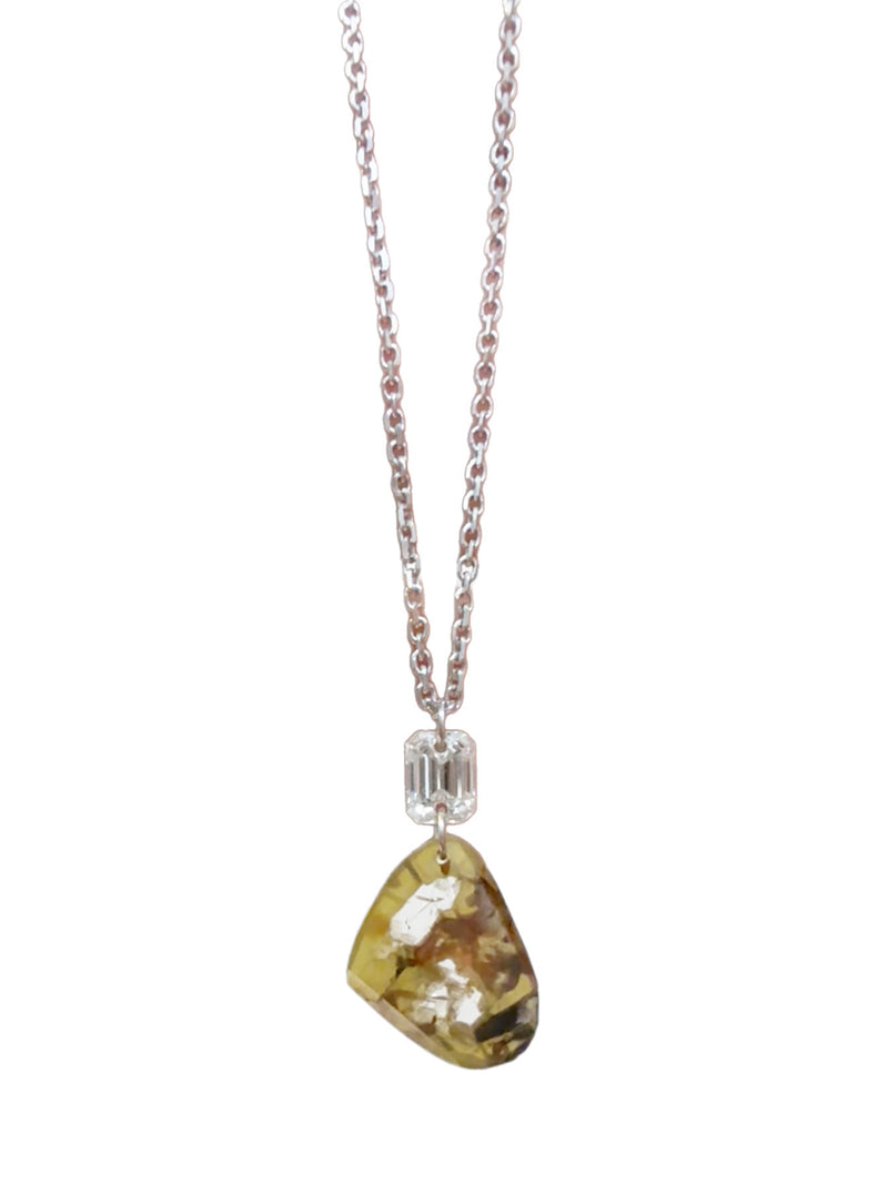 Talisman of Earth and Light One-of-a-kind Earthy Slice Diamond Pendant