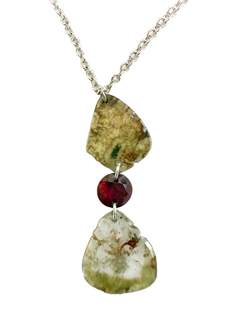 One-of-a-Kind Sliced Diamond & Ruby Talisman Necklace