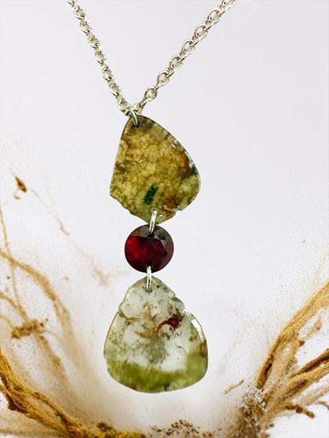 One-of-a-Kind Sliced Diamond & Ruby Talisman Necklace