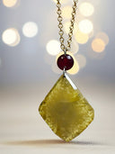 Chic Sliced Diamond & Ruby Talisman Necklace