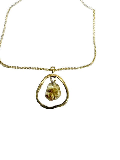 0.59ct Natural Diamond Slice Necklace in 14K Yellow Gold – 16” Chain