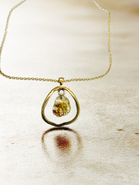0.59ct Natural Diamond Slice Necklace in 14K Yellow Gold – 16” Chain
