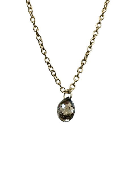 Talisman Briolette – Cognac Diamond Pendant in 14K Yellow Gold