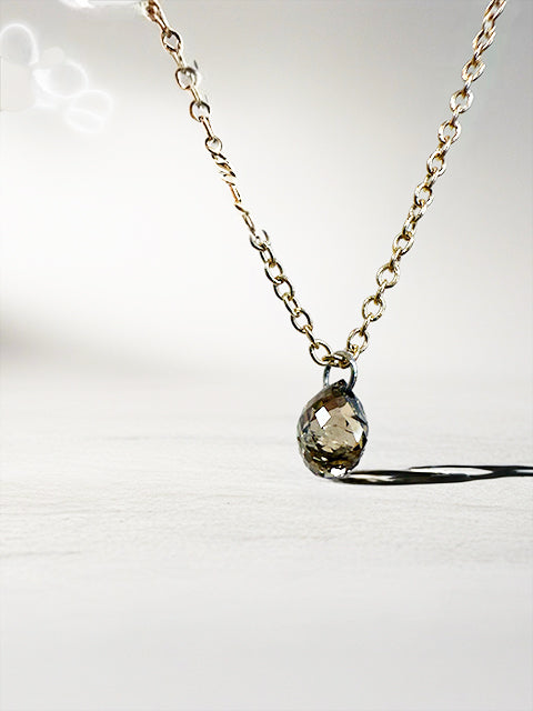 Talisman Briolette – Cognac Diamond Pendant in 14K Yellow Gold
