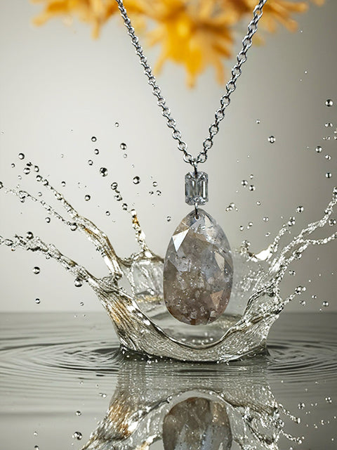 Icy Rose-Cut Diamond Pendant with Emerald Cut