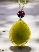 Greenish Hue Slice Diamond Talisman with Ruby Spark