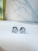 Lab-Grown Diamond Stud Earrings – VVS2 F Color, 1.48 TCW in 14k White Gold