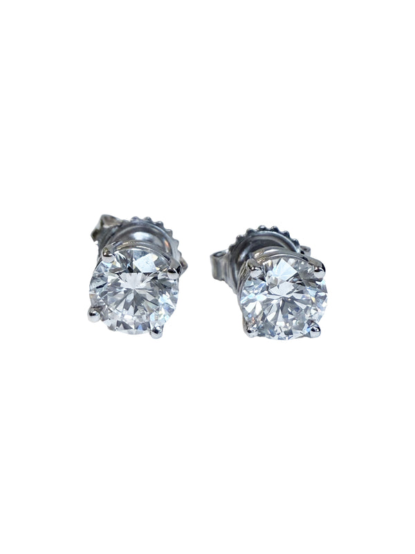 Lab-Grown Diamond Stud Earrings – VVS2 F Color, 1.48 TCW in 14k White Gold