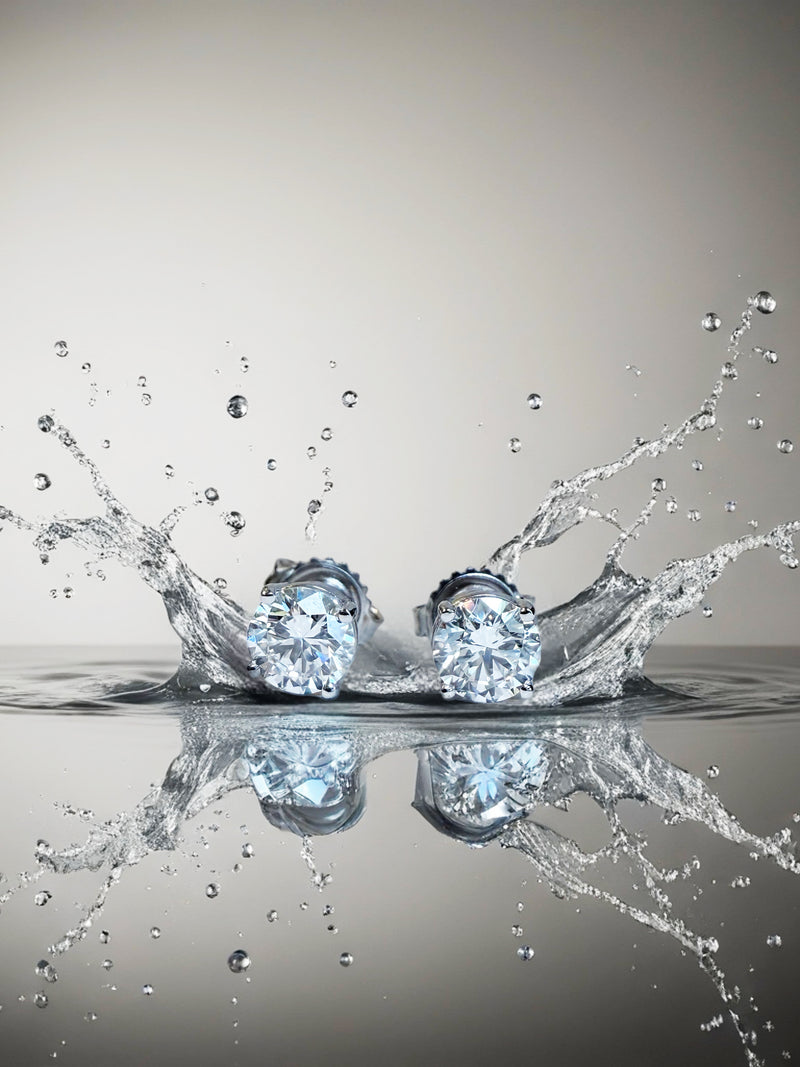 Lab-Grown Diamond Stud Earrings – VVS2 F Color, 1.48 TCW in 14k White Gold