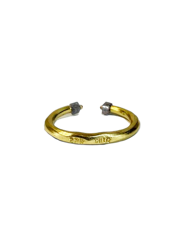 One of a Kind 22k Gold Open Band Ring with Salt & Pepper Cube Diamonds (.80 TCW)