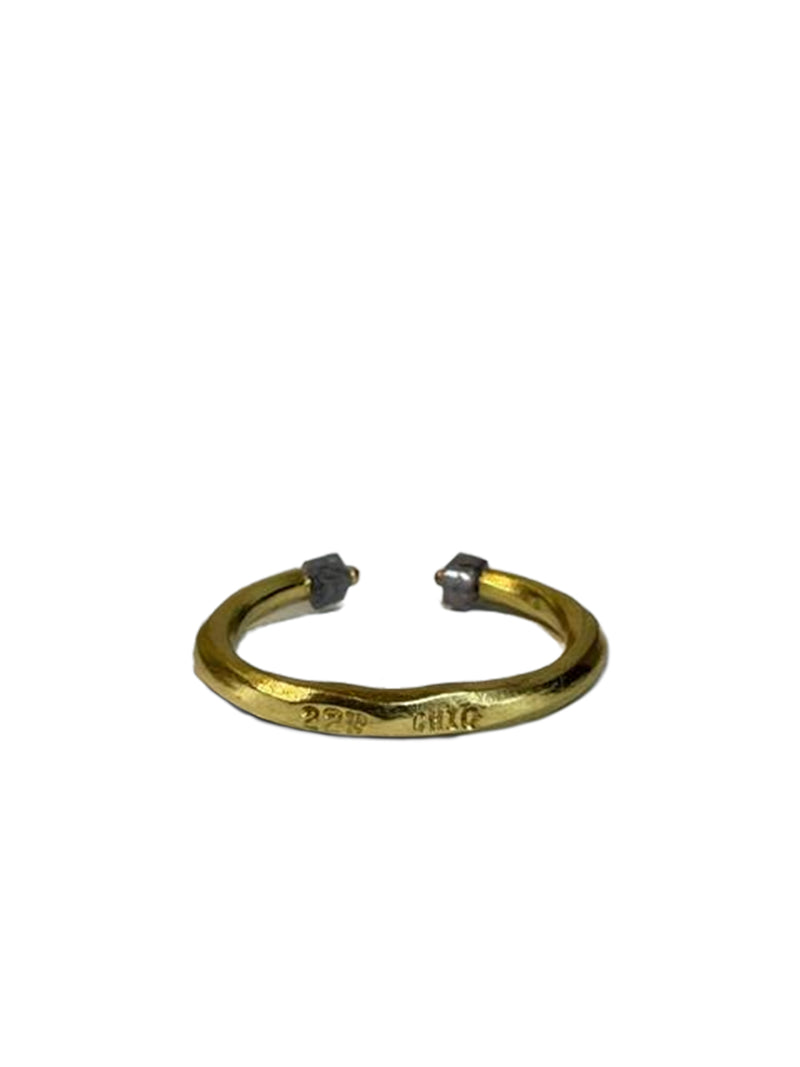 One of a Kind 22k Gold Open Band Ring with Salt & Pepper Cube Diamonds (.80 TCW)