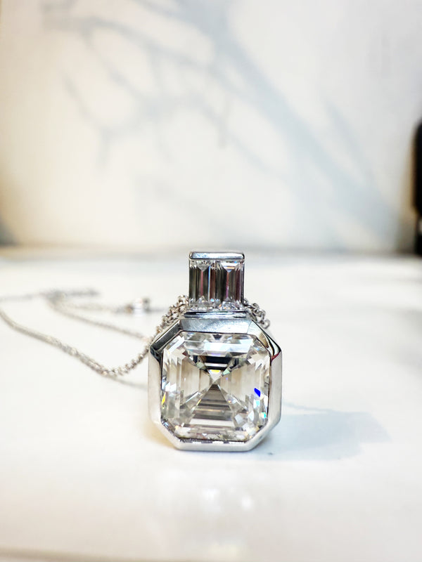 2.5 Carat Asscher Cut Lab-Grown Diamond Pendant in 14K White Gold