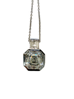 2.5 Carat Asscher Cut Lab-Grown Diamond Pendant in 14K White Gold