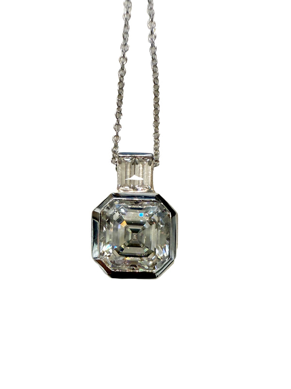 2.5 Carat Asscher Cut Lab-Grown Diamond Pendant in 14K White Gold