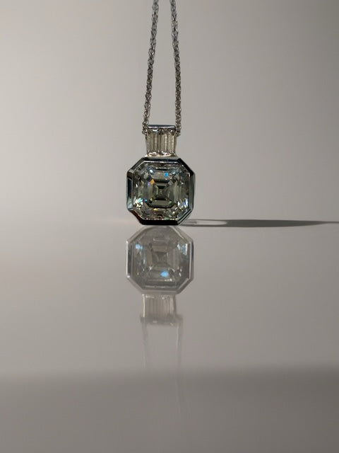 2.5 Carat Asscher Cut Lab-Grown Diamond Pendant in 14K White Gold