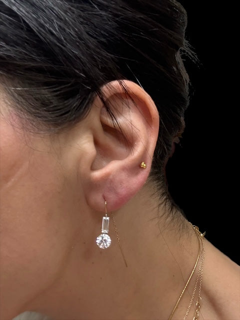 3.16 TCW Certified Lab-Grown Diamond Drop Earrings with Invisible Baguettes in 14k Gold