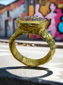 Hexagon Salt & Pepper Rose-Cut Diamond Statement Ring
