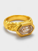 Hexagon Salt & Pepper Rose-Cut Diamond Statement Ring