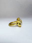 3.05ct E VS1 Old Mine Cushion Lab Diamond Ring in 22K Gold & Platinum