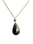 Brown Rose-Cut Diamond Talisman Pendant Necklace – 2.10ct with Emerald-Cut Accent on 14k Gold