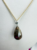 Brown Rose-Cut Diamond Talisman Pendant Necklace – 2.10ct with Emerald-Cut Accent on 14k Gold