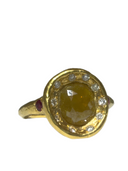 One-of-a-Kind Olive Green Rose-Cut Diamond Ring