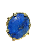 One-of-a-Kind 22K Gold Lapis Ring with Natural Diamonds & Hidden Rubies