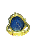 One-of-a-Kind 22K Gold Lapis Ring with Natural Diamonds & Hidden Rubies