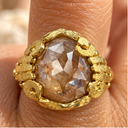 The CHIC RING. One-of-One 3.10 ct Pear Rose-Cut Natural Diamond Ring in 22k Gold