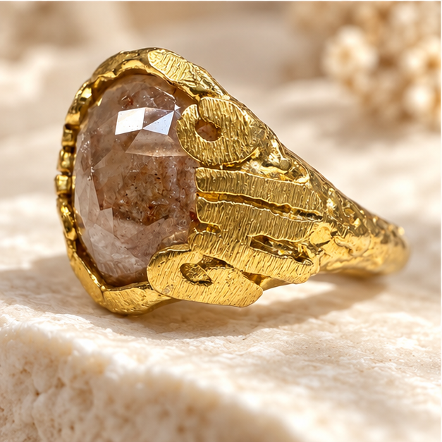 The CHIC RING. One-of-One 3.10 ct Pear Rose-Cut Natural Diamond Ring in 22k Gold