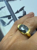 22K Handmade Elongated Checkerboard Rose-Cut Natural Diamond Ring — One of a Kind