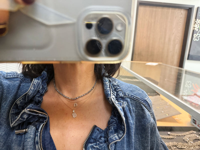 Gray Salt + Pepper Natural Cube Diamond Choker — 30.1 Carats | 16” | 22k Handmade Gold Lock