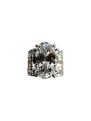 Exquisite 9.2 CT Two-Tone Oval CZ Engagement Ring with Princess Cut Side Stones