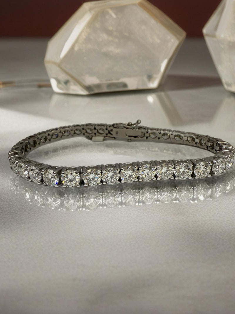 14K White Gold Tennis Bracelet with 15.5ct 4.8mm Lab-Grown Diamonds (E-F, VVS Clarity)