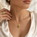 1.73 CT Natural Olive Yellow-Green Rose Cut Diamond Pendant in Handmade 22K Gold