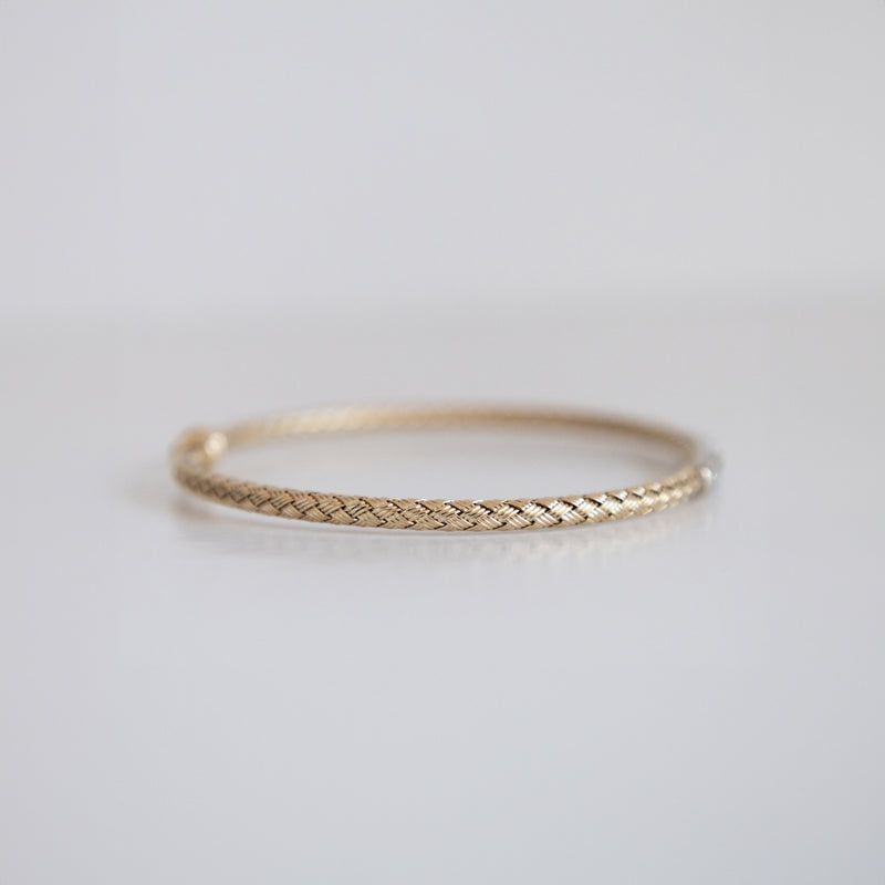 14K Two Tone Gold Woven Bangle with 1.25ct pavé set Lab-Grown Diamonds (E Color, VS1 Clarity)